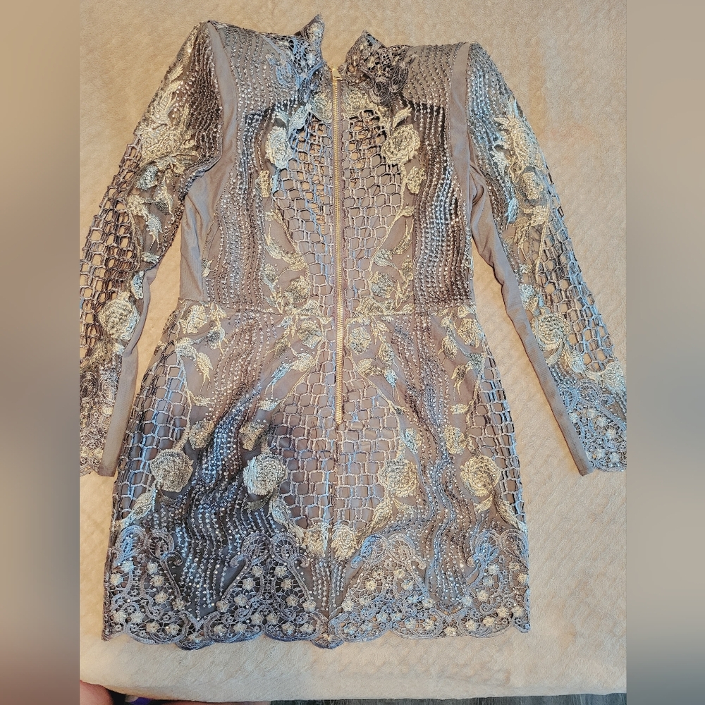 Zhivago Metallic Silver Mini Dress - Picture 4 of 4